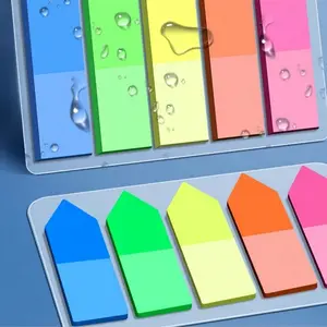 5 Pack 500pcs Sticky Notes, Neon Page Markers, Colorful Index Tabs, Fluorescent Stickers, 5 Colors, Semi-Transparent Macaron Colors