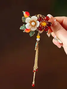 Elegant Pearl Hair Clip for Women, High-Quality Delicate Hair Accessory, Ancient Style Headpiece with Fringe, Duckbill Clips