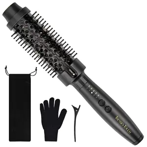 1.5-Inch Thermal Heated Round Brush for Blowout, Negative Ion Tourmaline Ceramic, 5 Temp Settings, Dual Voltage for Travel, Easy to Use, Less Damage, Shiny & Smooth Hair