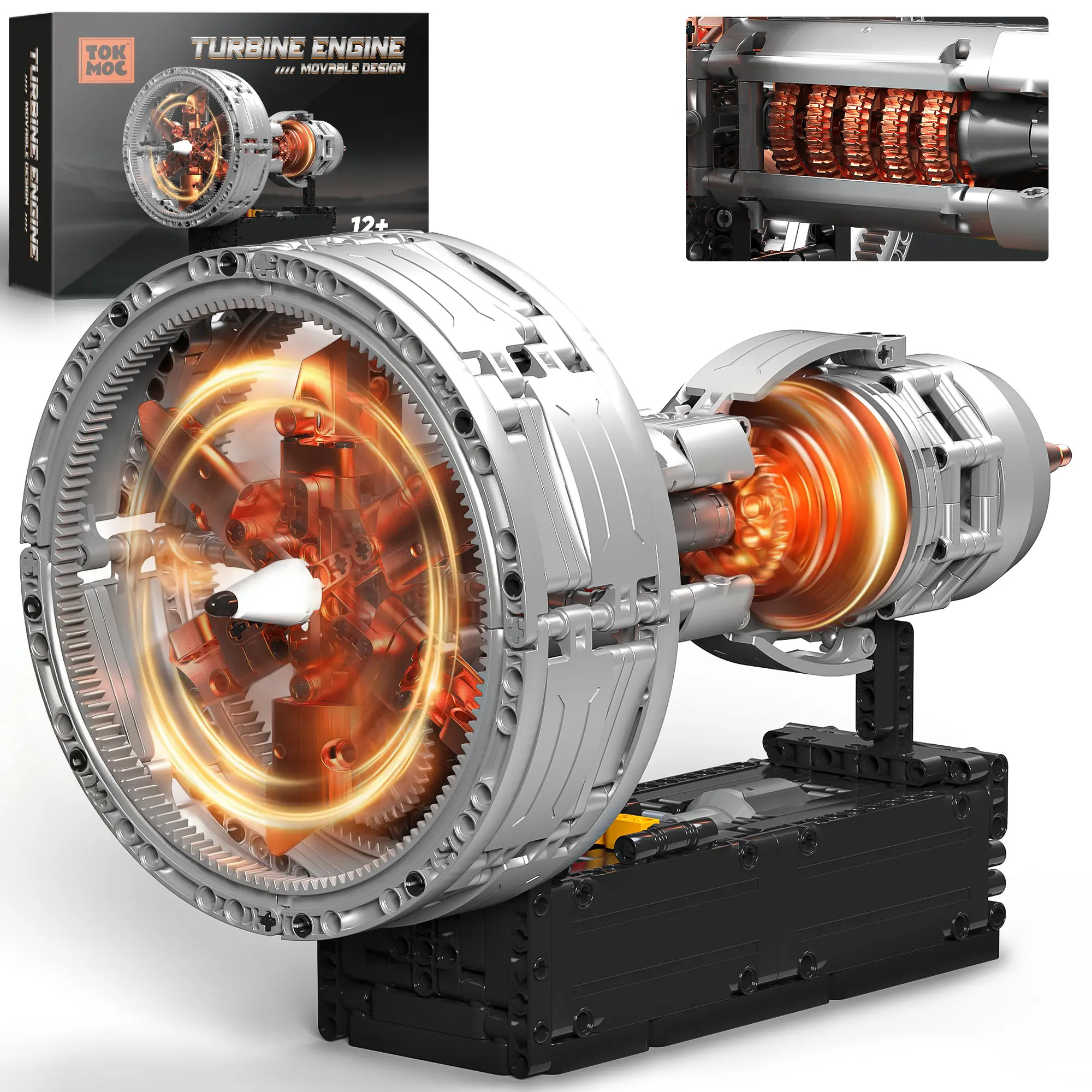 TOKMOC 808 Pieces Turbofan Jet Engine Building Block Set, Aircraft Engine Building Toy, STEM Learning Model Kit for Aviation Enthusiasts,Birthday Gift for Aged 12 And Above