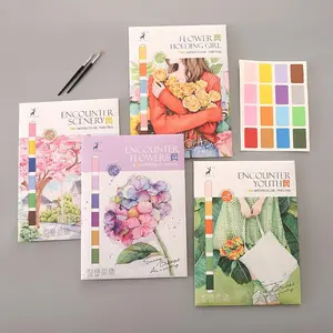 Watercolor painting books, colored paper books with brushes, graffiti painting books, art and handicraft supplies suitable for families and school students, Water Coloring Books