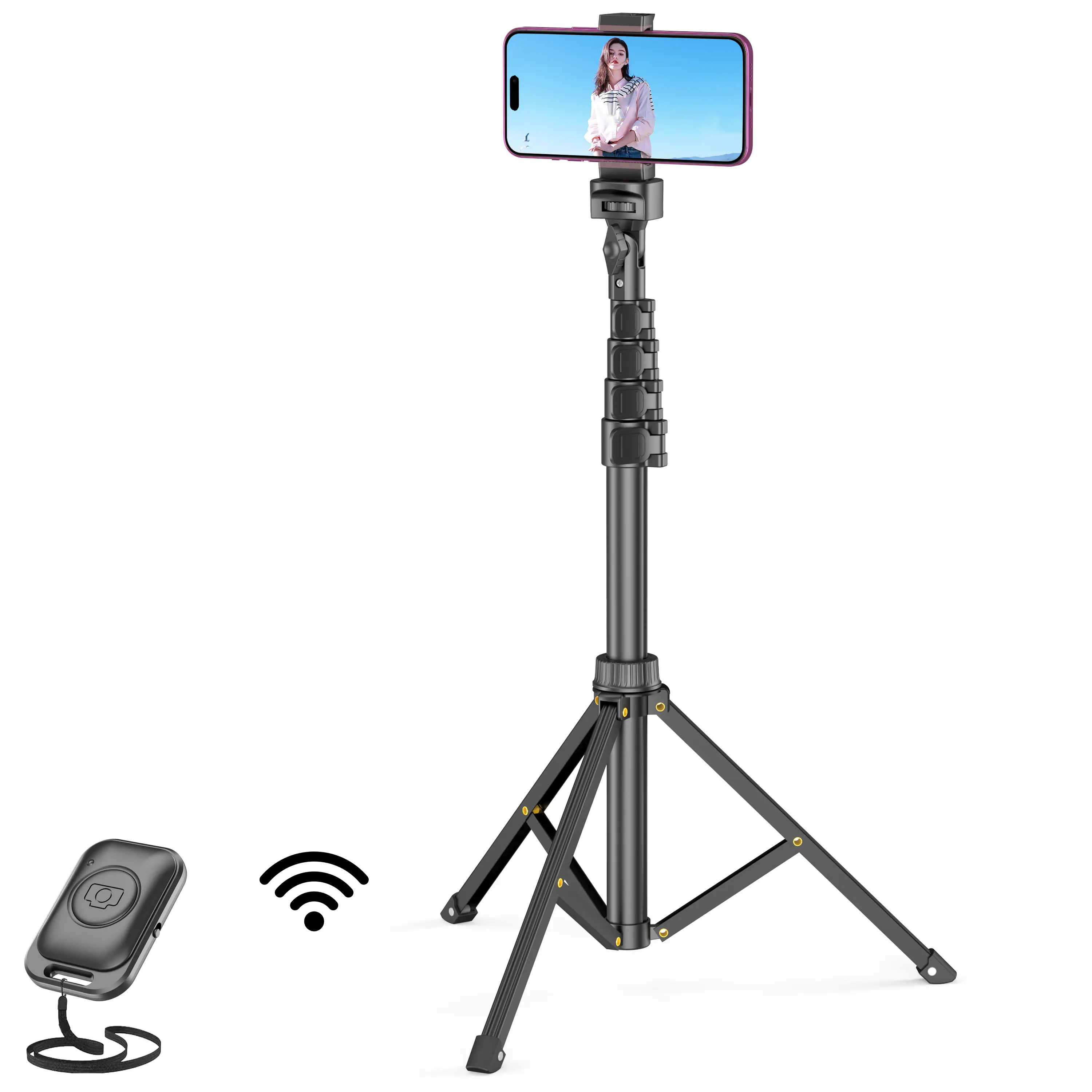 All-in-One 62" Portable Selfie Stick Tripod with Bluetooth Remote, Universal 360° Phone Holder for iPhone, Samsung, GoPro & Cameras - Perfect for Vlog