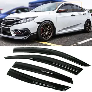 GEARZAAR 10th Gen Mugen Style Black Window Visor for Honda Civic Sedan 2016-2020 (4-Piece)