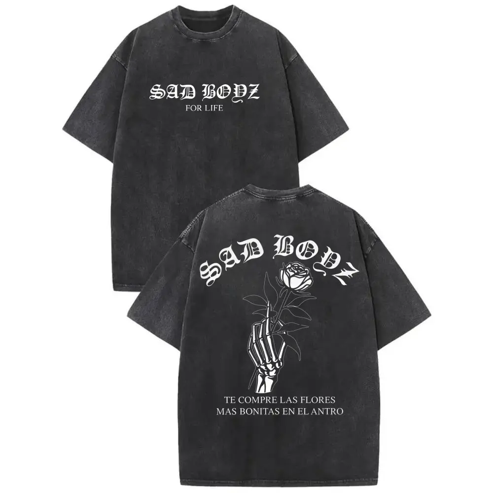 Women's Fitted Cut T-Shirt, Classic Sad Boyz Aesthetic Cotton Top with a Digital Spanish Quote Print, Latin Streetwear for Corridos Tumbados Fans, Tshirt, Digital Print, Casual, Clothing, Fabric, Graphic