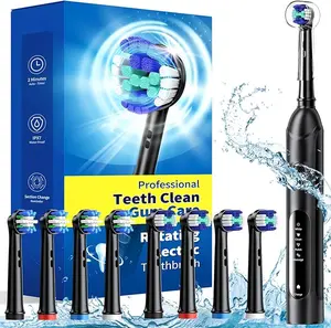Adult Rotating Electric Toothbrush with 8 Brush Heads (2 Types), 4 Deep Cleaning Modes, Efficient Charging and Long Battery Life, Waterproof