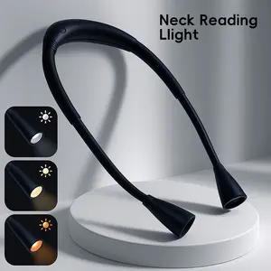 Rechargeable LED Neck Reading Light, 3-Color Reading Light, Bendable Neck Light, 1200mah Rechargeable Book Light, Perfect Reading Lights for Books in Bed, Knitting, Repairing, Book Lovers Gifts