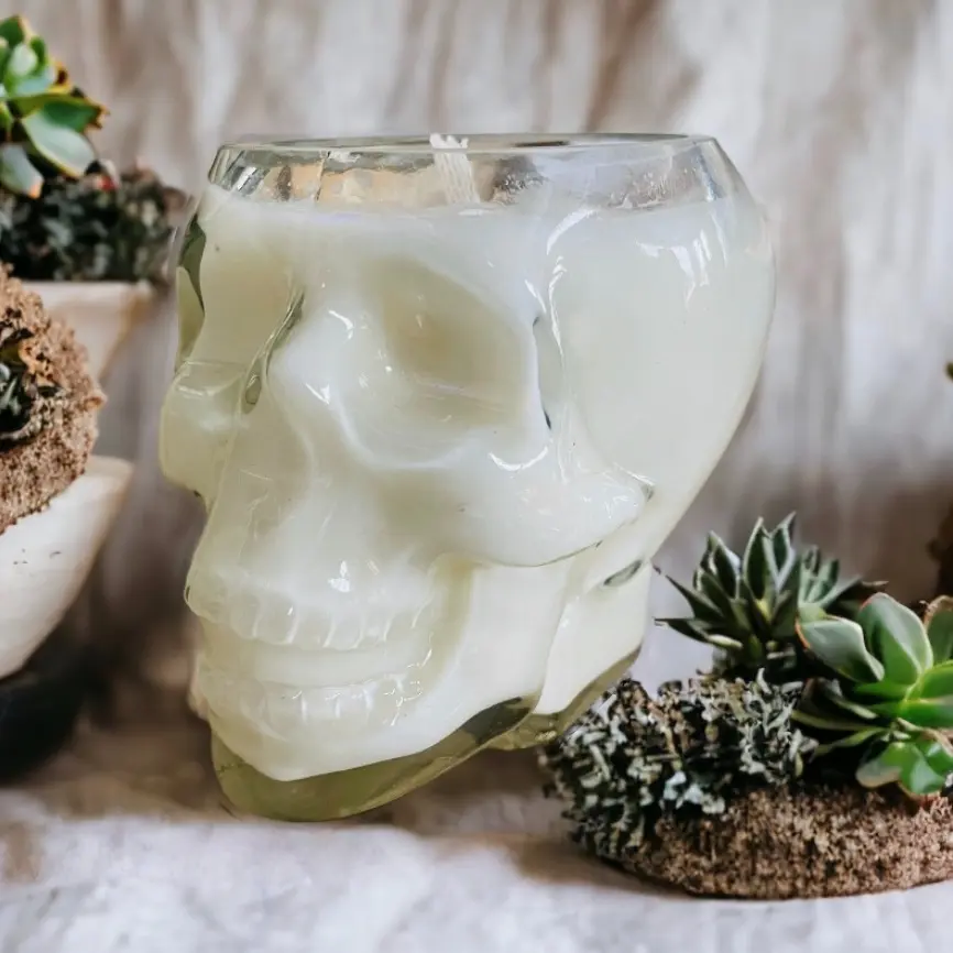 SKULL CANDLE | Fresh Scented aromas | Natural Soy Wax Glass Jar for decoration |  | Fall | Halloween | Gothic | Spooky Decor Fragrance