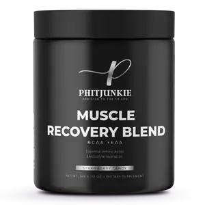 PHITJUNKIE Muscle Recovery Blend BCAA & EAA - Strawberry Candy Flavor - 340g - Essential Amino Acids & Electrolyte Hydration - Post Workout Supplement