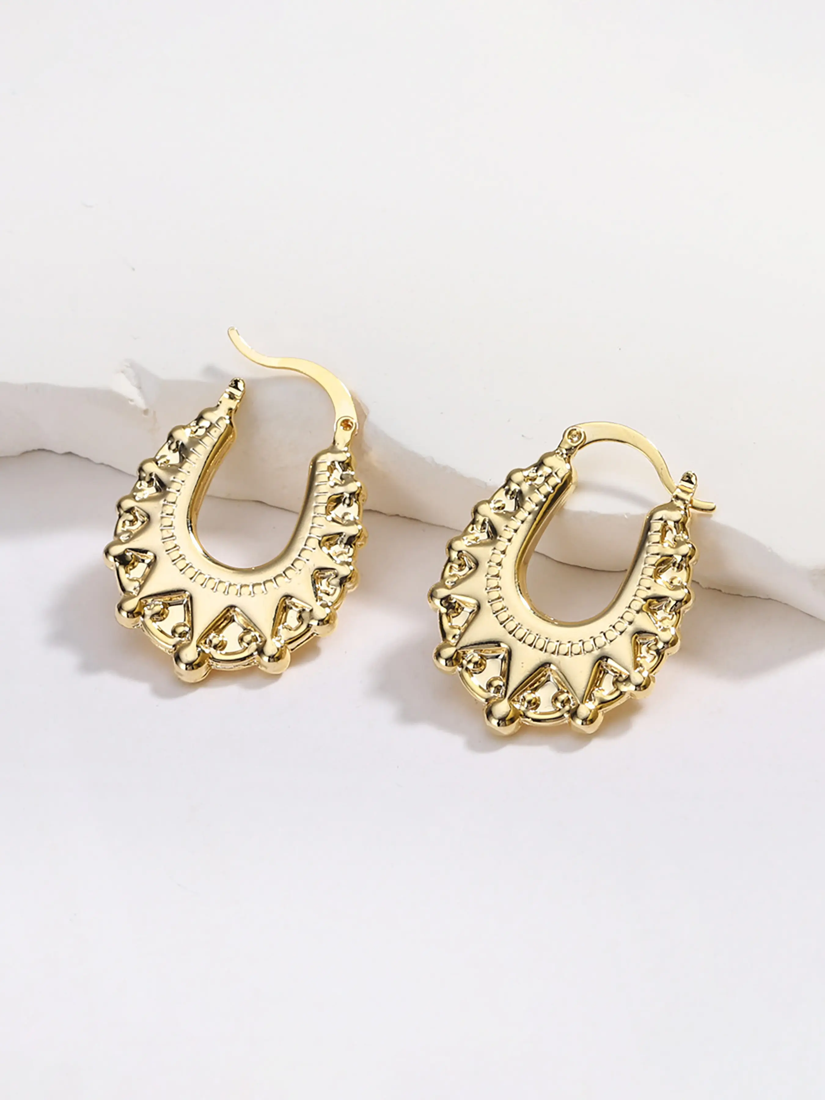 Gold Plated Copper Creole Earrings for Women, Elegant Small Oval Design, Perfect Mother's Day Gift, Fashion Jewelry for Mom & Friends