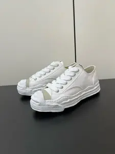 Maison Mihara Classic Non-slip Lightweight Low-top Shoes, MMY Campus Skate Shoes, Women's Classic Low-top Canvas Shoes, White Pleated Style, Men's and Women's Sneakers