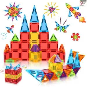 Magnetic building blocks and tiles: Portable mini magnetic building block travel set,  STEM Montessori toy, birthday gift, suitable for boys and girls aged 3-12, a must-have for preschool classrooms, an educational science and technology toy.