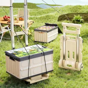 Lightweight Foldable Luggage Cart, 4 Rotating Wheels, 2 Elastic Straps, Ideal for Travel, Moving, Shopping, Office, Airport