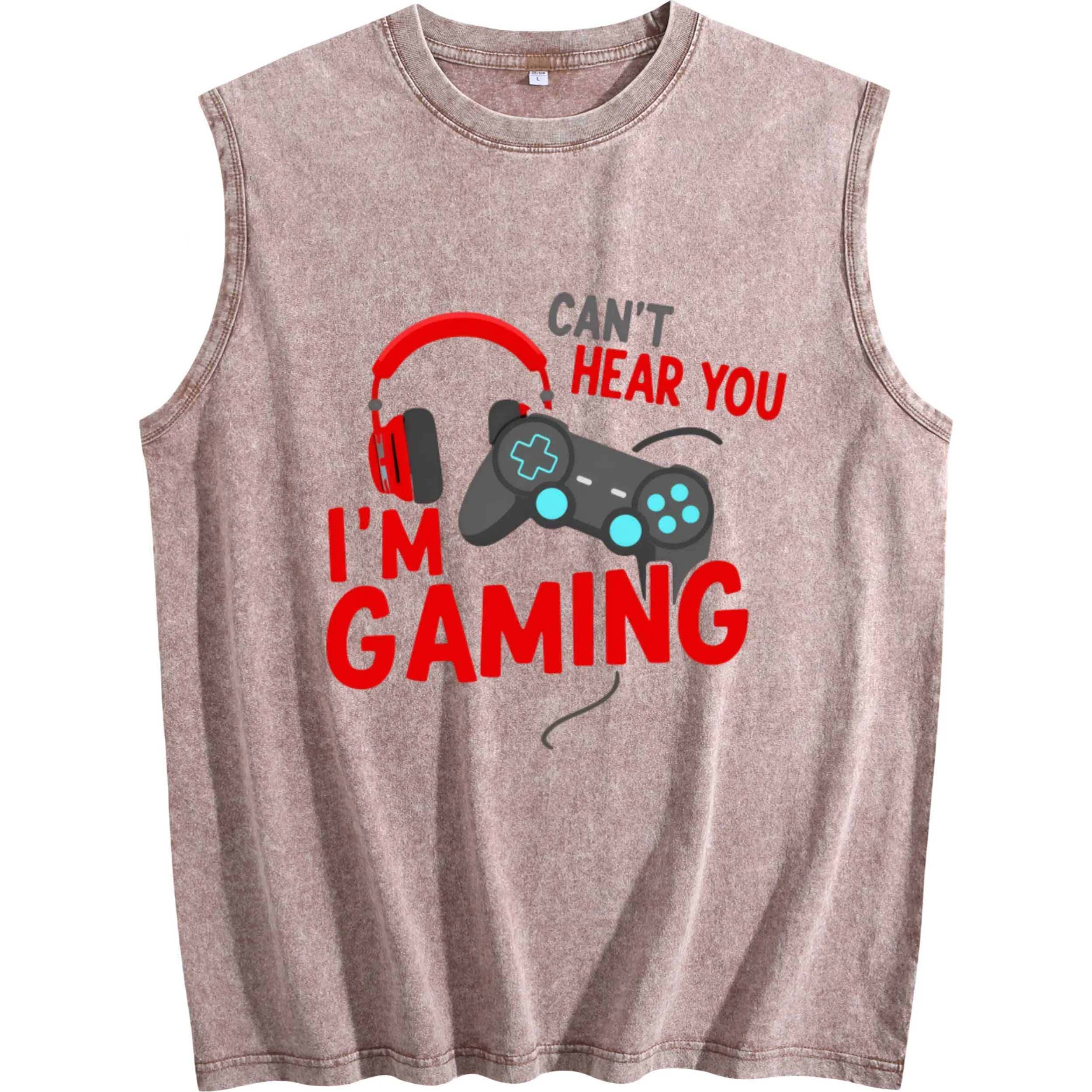 Retro Gaming Sleeveless Vest for Men – "Can't Hear You I'm Gaming" Slogan, Comfortable Round Neck, Machine Washable, Perfect Casual Gift for Gamers All Year