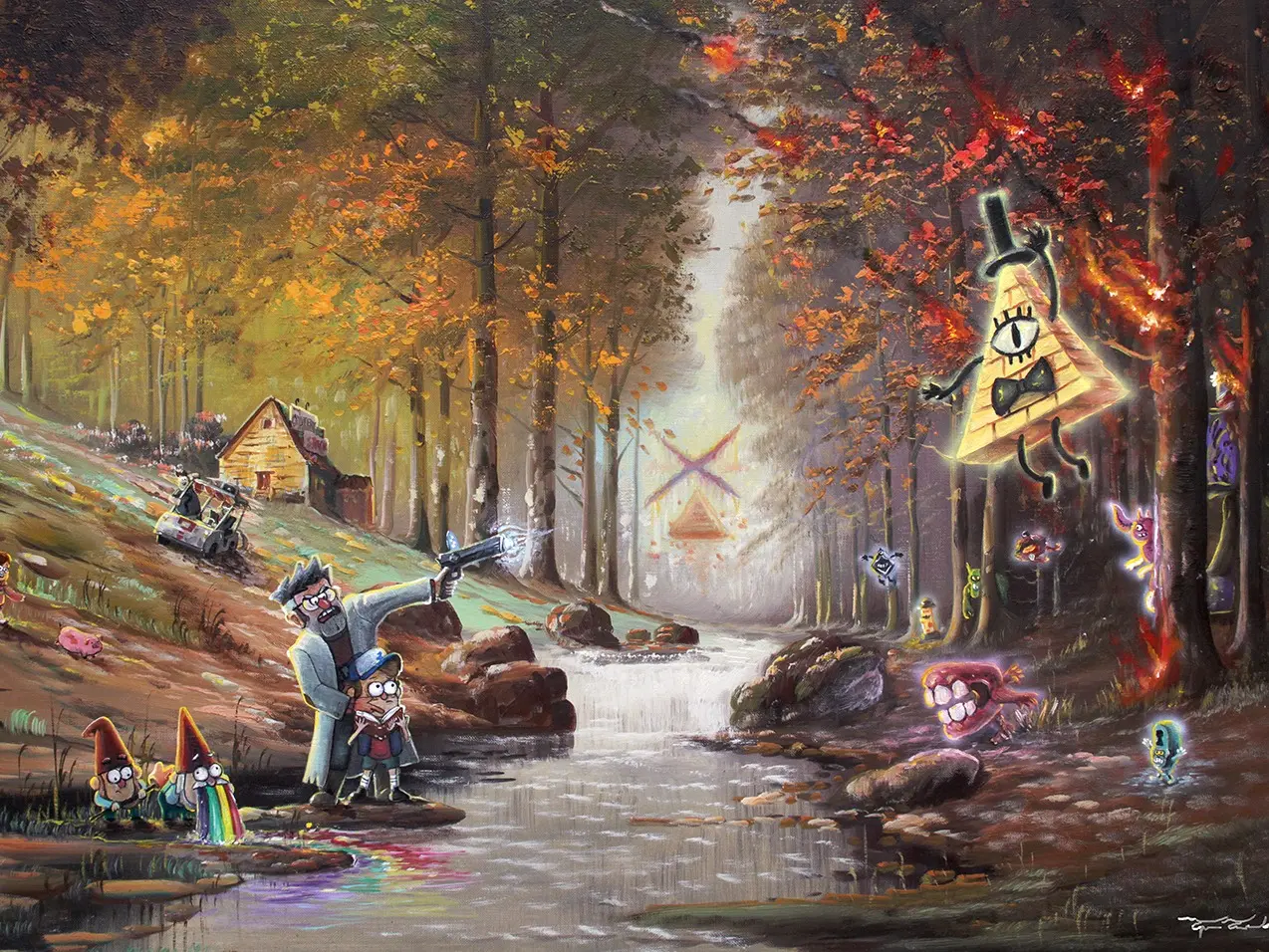 "Ford the River" - 24" x 16" High Quality Canvas Print
