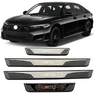 For Honda Civic Side Door Sill Plates Scuff Guard Covers 2024-2025 Car Stickers Cars Accessories Door Entrance Protection ABS Plastic Auto Parts
