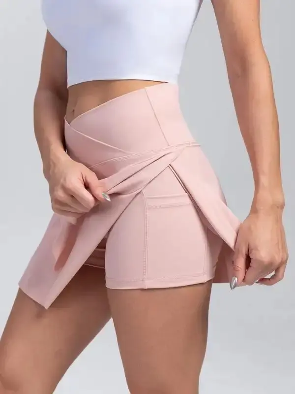 Women's Pocket High Waist Sports Skorts, Comfort Breathable Sporty Wrap Gym Shorts for Gym Workout Running, Tennis Skirts, Short Skirt, Pickleball Clothes, Tennis Outfits, Ladies Sportswear for Fall, Skort, Golf Attire, Activewear