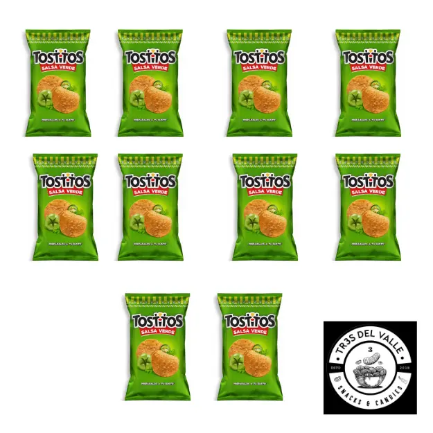 Tostitos 11 Pack Salsa Verde (Small Size) Crispy Corn Chips with Tangy Chilli & Spicy Flavors Ideal for Guacamole Snack Mixes Perfect for Flavorful Snacks - Crunchy