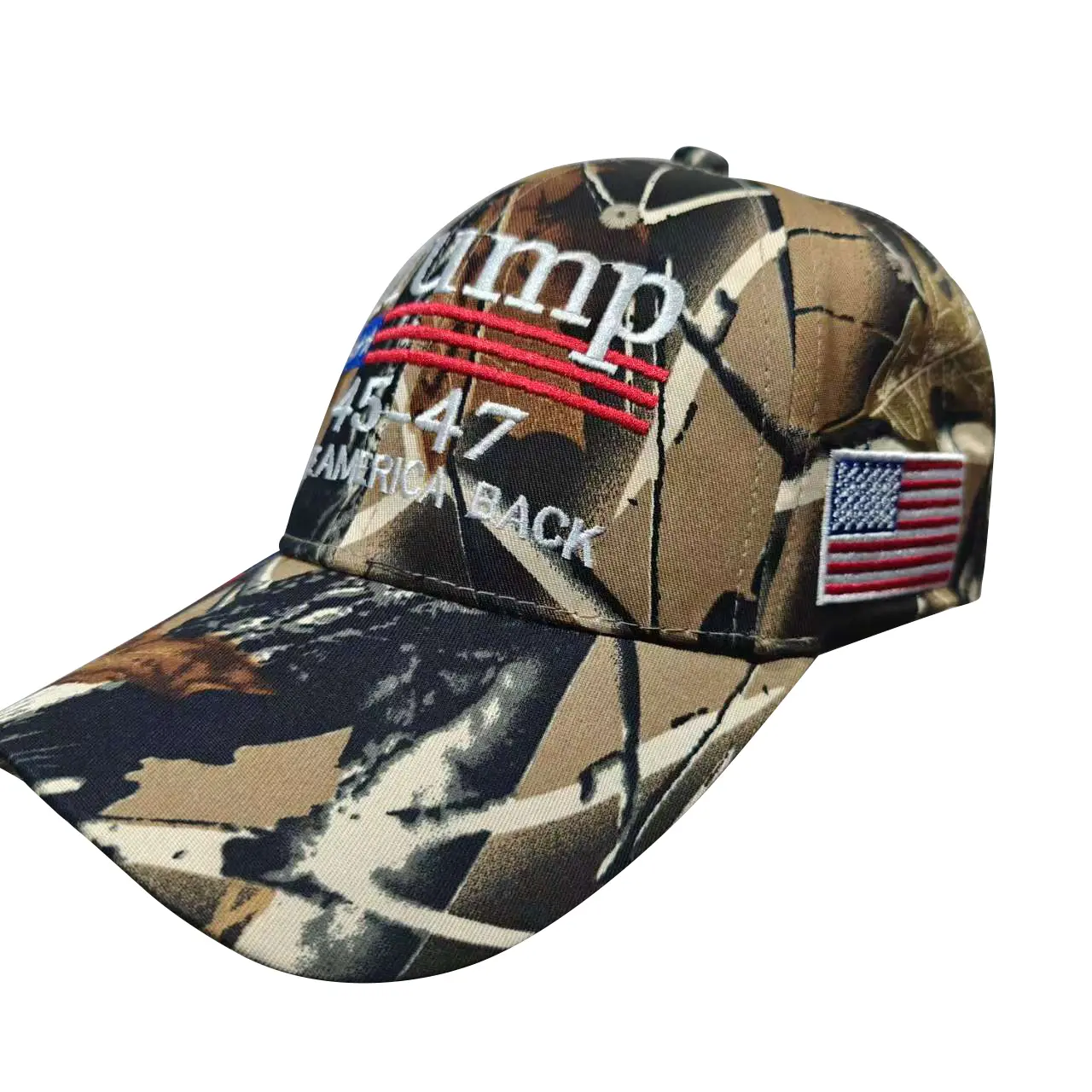 Trump President Camouflage Adjustable Cap, Camo American Flag Hat