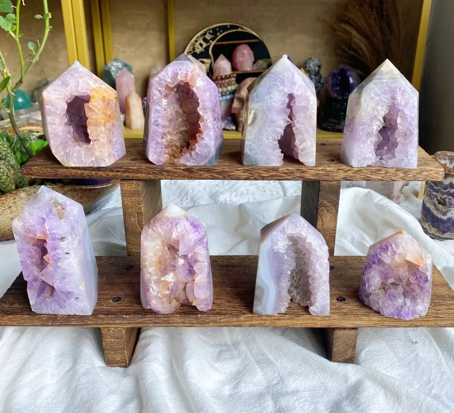 Natural Crystal  Amethyst Druzy Agate Tower Collection