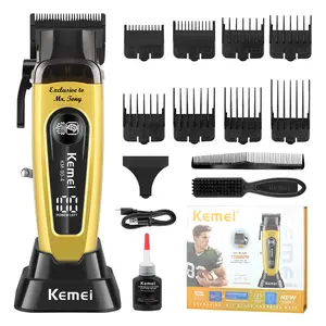 KEMEI KM-90-4 men's electric hair clipper-Cordless Rechargeable Clippers Barber Trimmer, portable USB charging, 150 minutes battery life, 11500rpm, one-button start, waterless cleaning and travel box, suitable for face and beard trimming, men's gifts.