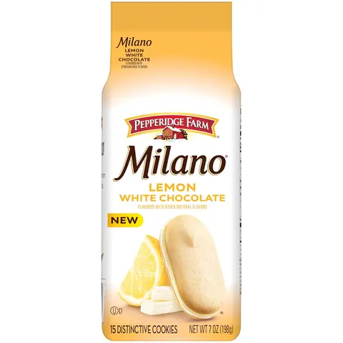 Milano White Chocolate Lemon Flavored Cookies, 7 Oz Bag