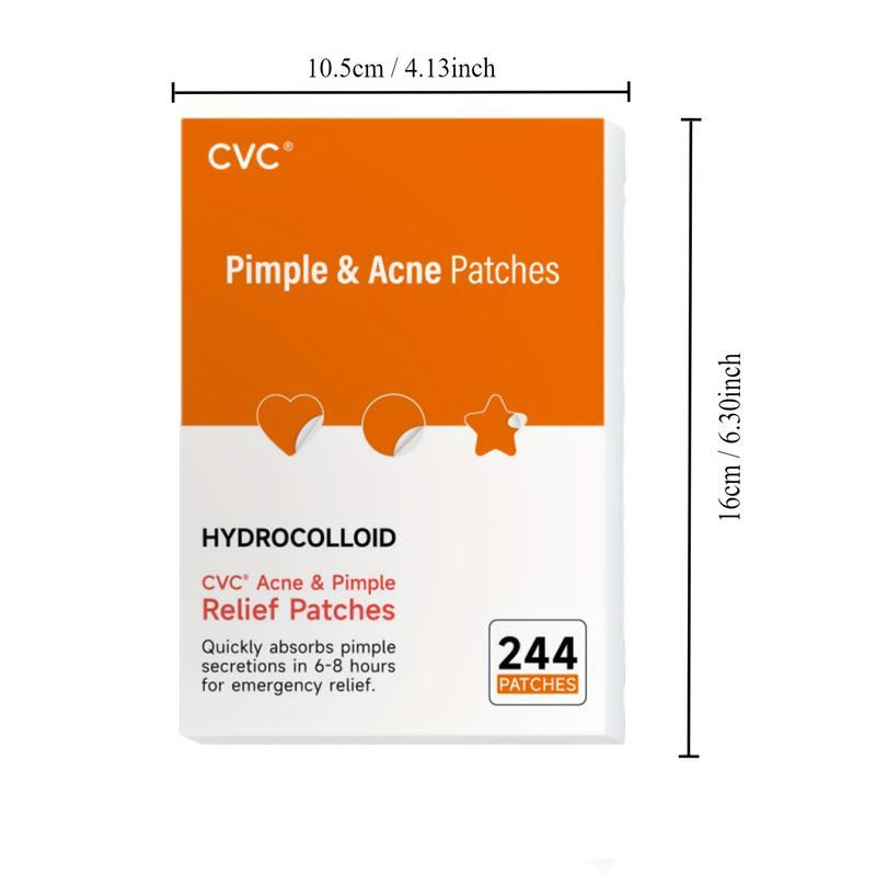 Two boxes of 240-count acne patches, hydrogel acne patches, cute star-shaped acne patches, tea tree essential oil, salicylic acid, centella asiatica oil complex formula, colorful acne patches