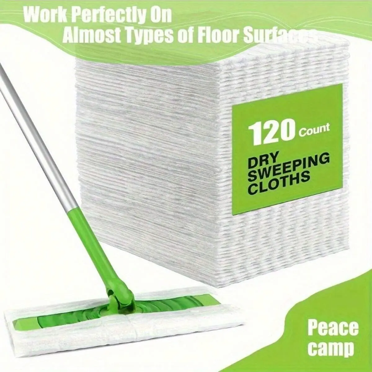 Disposable Mop Pads - 30/60/120 Pieces Dry Sweeping Mop Heads, Dry Sweeping Cloths, Compatible with Swiffer, Non-Woven Fabric Static Dusting Design, Replacement Mop Pads, Mop Head Replacements