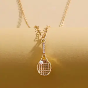 Pearl Tennis Racket Necklace