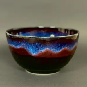 Handmade Ceramic Bowl Deep Galaxy Horizon Glaze One of a Kind Functional Art Unique Design for Home Decor Tableware