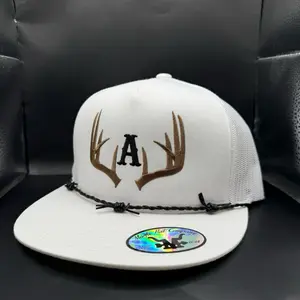 Custom Initial Rack Hat with Distinctive Barbed Leather Rope and Antler Design