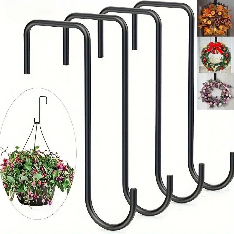Heavy-Duty Stainless Steel Fence Hooks, Easy Install Over-Door Plant Hangers for Indoor/Outdoor Use, Garden Accessories - Perfect for Hanging Plants, Bird Feeders, and Lanterns, Hanging Planter, Hanging Plant Basket