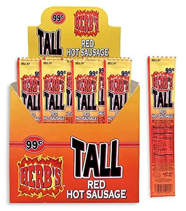 Herb's Tall Red Hot Sausage 1.5 oz 24 ct