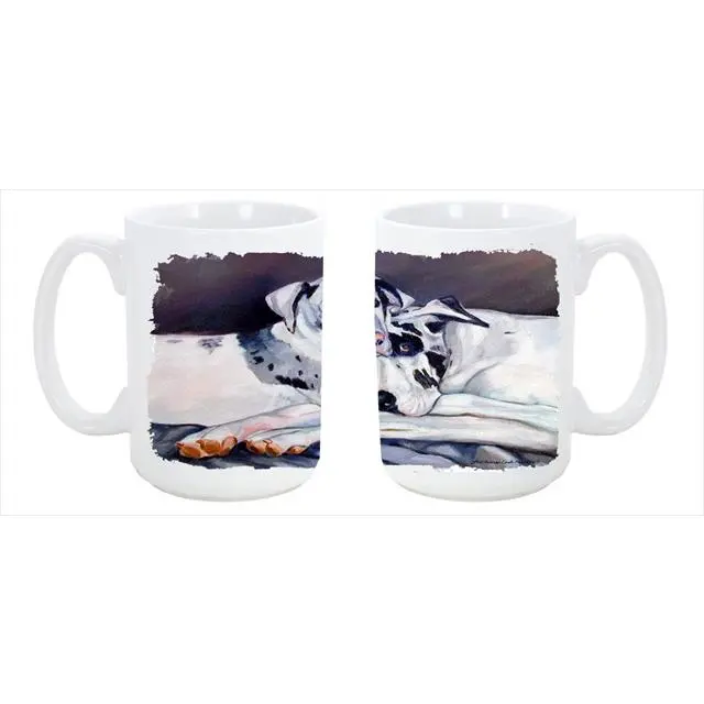 Harlequin Natural Great Danes Dishwasher Safe Microwavable Ceramic Coffee Mug 15 oz., Drinking Coffee, Tea, Holds A Nice Cup Of Coffee, Tea