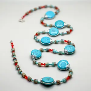 Auraboros Designs | The Desert Sunrise Waist Chain | Howlite & Czech Crystal Sterling Silver Body Jewelry | Unique Beaded Belly Chain | Fantasy Inspired Jewelry | Rave and Festival Accessories
