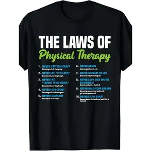 BDHJYDB PTA Laws Of Physical Therapy Assistant Physical Therapist T-Shirt|, Short-Sleeved, Crew Neck, All-Season, Vintage Style, Regular Fit, Drawing Pattern, Suitable for Adults