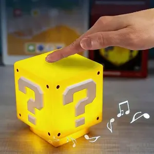 Mini Question Mark Block Night Light, USB Powered Bedside Lamp with Game Sound Effects, Home Decorative Lamp, Gift for Friends and Fans, Mood Decorative Lights