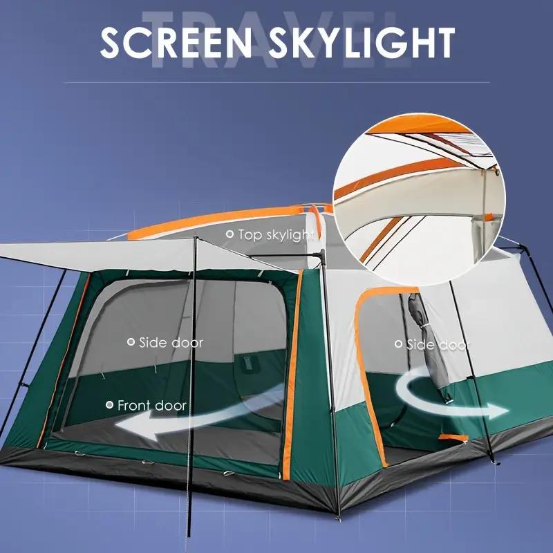 Extra Large Family Tent For 3-5 Spacious Divided Rooms Living & Bedroom Heavy Duty Waterproof Windproof Portable Folding Design Ideal For Camping Hiking Family Trips Green/Khaki Options Extra Large Family Tent For 3-5 Spacious Divided Rooms Living & Bedroom Heavy Duty Waterproof Windproof Portable Folding Design Ideal For Camping Hiking Family Trips Green/Khaki Options