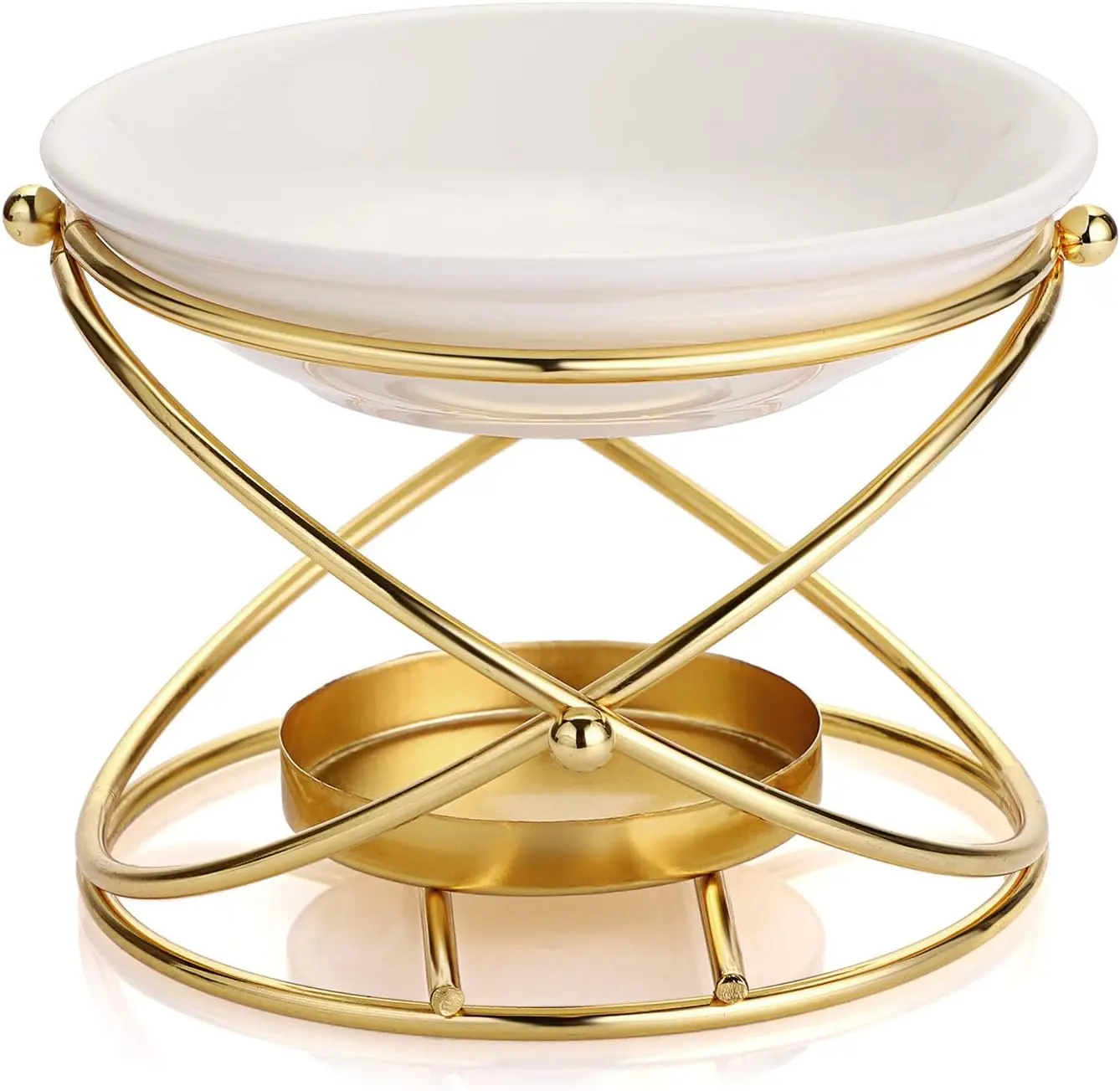 European Metal Oil Burner Wax Warmer, Delicate Romantic Ceramic Tealight Candle Holder Oil Burner,  Warmer  Wax Candle Tart Burner Warmer Diffuser for  Bedroom Decor