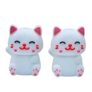 Happy Cat 3D Silicone Focal Beads - Great for Crafting and Hobbies & Beading