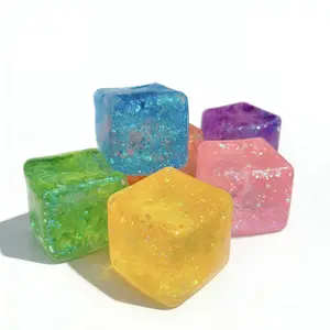 New Ice Cube Shaped Fidget Toy Square Stress Relief Ball Squishy Squeeze Anxiety ADHD Stress Relief Sensory Adults Toys