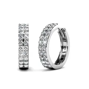 Alice 18k White Gold Plated 17mm Hoop Earrings with Simulated Diamond Crystals