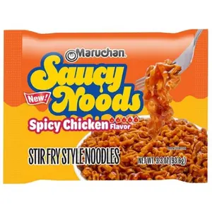 4x Maruchan Saucy Noods Spicy Chicken Noodle Soup Pantry Staple Party Favor Treats 3.3oz