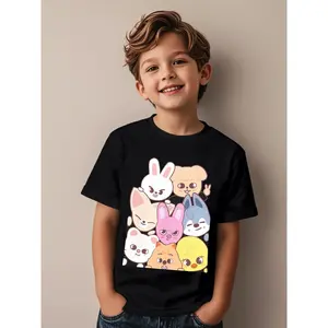 Kpop - skz Novelty Aesthetic Graphic Kid T-Shirt Casual Kid T Shirts Streetwear Tees Tops for Kid