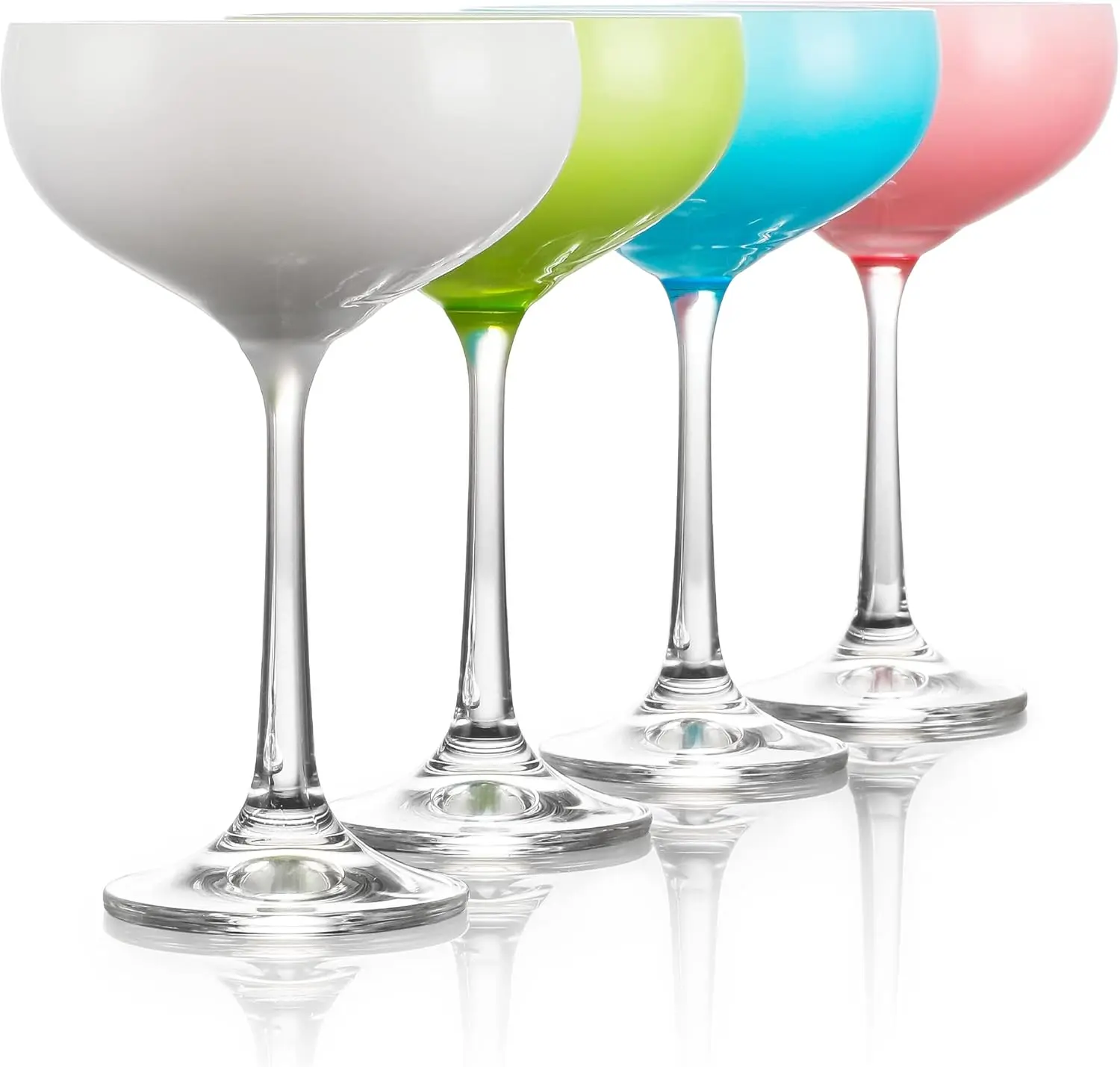 Table 12 Mini Coupe Cocktail Glass Set, 5.8-Oz. Cocktail Glasses, Set of 4, Champagne Glasses in Assorted Colors, Lead-Free European Crystal, Break Resistant Coupe Glass, Hand Wash, TGC4C20A