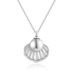 GNight Fetcher Premium Stainless Steel Urn Necklace for Ashes - Discrete Cremation Jewelry for Ashes, Stylish Ashes Necklace for Women - Cremation Necklace Keepsake - Shell