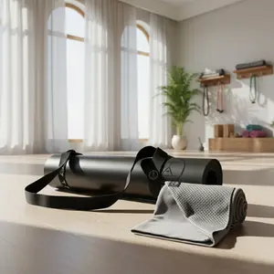 Extra-Large Natural Rubber Yoga Mat and Towel with Strap