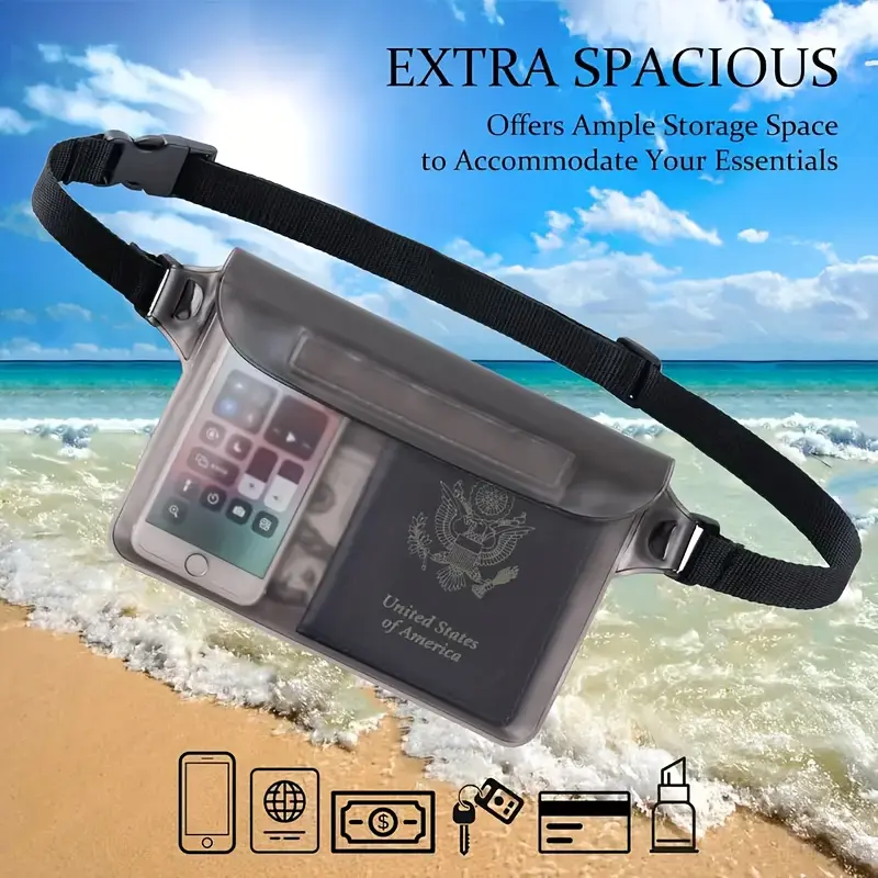 Waterproof Outdoor Bag with Adjustable Waist Belt, Touch Screen Compatible Dry Bag, Keep Phone and Valuables Dry for Swimming Kayaking Boating Fishing Beach Diving Surfing, Boating Accessories