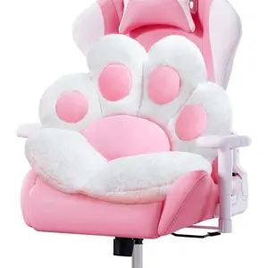 Paw Cushion Cute Chair Cushion Kawaii Seat Cushion 28"x 24"Gaming Chair Cushion Kitty Plush Lazy Sofa Pillow for Girl Soft Chair Pillow, Kawaii Accessories Stuff Room Decor (White)