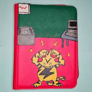 Electabuzz Hand-Painted Customized 9-Pocket Ultra-Pro Zipper Binder