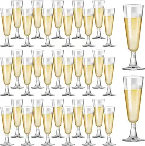 High Quality Degradable 40-Pack Plastic Champagne Flutes, 5oz Clear Disposable Cups, Bulk Pack Disposable Tableware with Letters for Wedding, New Year’s Eve 2025 Party Supplies & Home Festive Decor